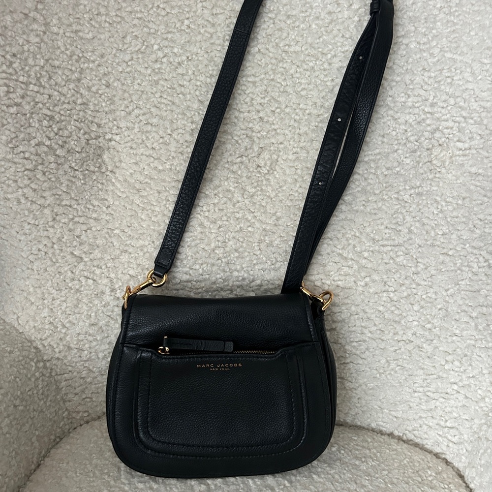 Marc Jacobs Black Crossbody Bag with Gold Accents